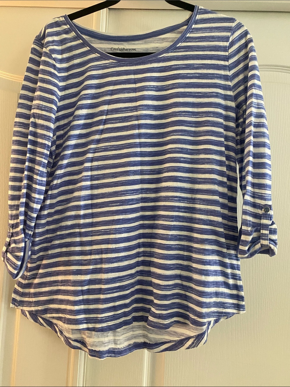 croft & barrow Blue and White Striped Long Sleeve Tee